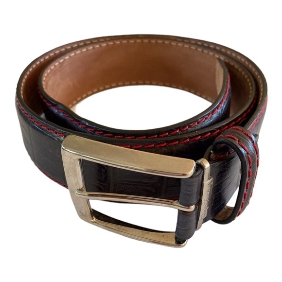 Robert Ximinez Leather Croc Embossed Belt Made in Italy - Picture 1 of 9